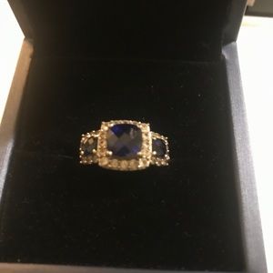 #228 Sterling Silver Sapphire and Diamond Ring